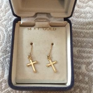 Gold Cross Earrings
